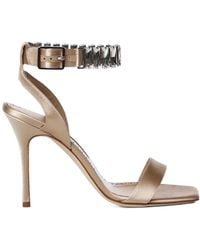 Manolo Blahnik - Crystal Ankle-Strap Heeled Sandals - Lyst