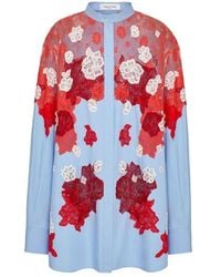 Valentino - Floral-Lace Panel Shirt - Lyst