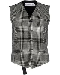 Dior - Christian Plaid Button-Up V-Neck Gilet - Lyst