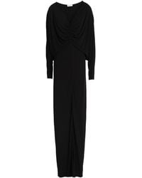 Saint Laurent - Simple V-Neck Long-Sleeve Evening Dress - Lyst