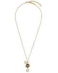 Ferragamo - Ferragamo Gancini Charm Embellished Necklace - Lyst