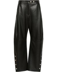 Sportmax - Button-Embellishment Leather Trousers - Lyst