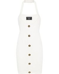 Balmain - Halterneck Ribbed Knit Mini Dress - Lyst