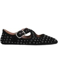 Alaïa - Criss-Cross Eyelet Suede Ballet Flats - Lyst