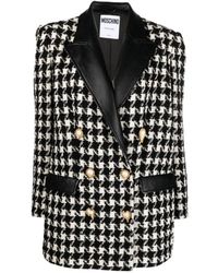 Moschino - Houndstooth-Pattern Straight Hem Jacket - Lyst