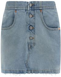 MM6 by Maison Margiela - Denim Raw-Cut Edge Mini Skirt - Lyst