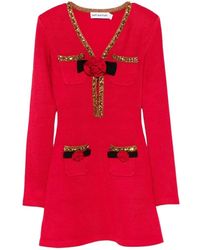Self-Portrait - Textured Knit Corsage Mini Dress - Lyst