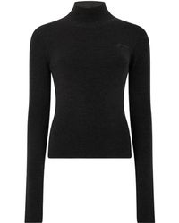 Ganni - Fitted High-Neck Knitted Sweater - Lyst
