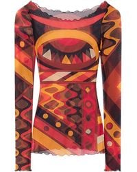 PUCCI - Pucci Sheer Geometric Print Top - Lyst