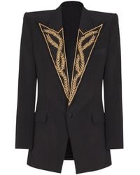 Balmain - 1-Button Jacket With Embroidered Collar - Lyst