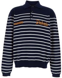 DSquared² - Long Sleeve Polo With Logo Embroidery On The Front And All-Over Stripes - Lyst