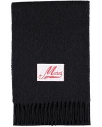 Marni - Logo Patch Fringed Scarf - Lyst