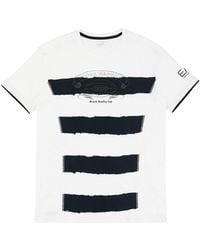 EA7 - Logo Striped T-Shirt - Lyst