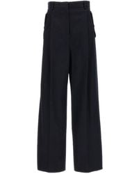 Lanvin - High Waist Wide-Leg Gabardine Trousers - Lyst