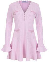 Self-Portrait - Pearl Trim Knitted Mini Dress - Lyst