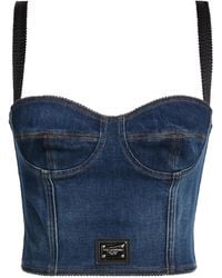 Dolce & Gabbana - Color-Block Denim Cropped Top - Lyst