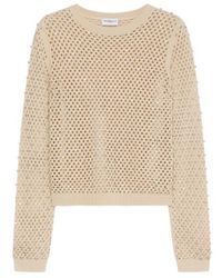 Marella - Mesh-Knit Sweater With Rhinestone Detail - Lyst
