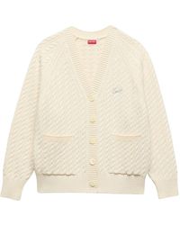 KENZO - Signature' Embroidered Loose Knit Cardigan - Lyst