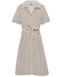 Prada - Polka-Dot Print Marocain Shirt Dress - Lyst