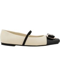 Ferragamo - Ferragamo New Vara Plate Bicolor Ballet Flats - Lyst