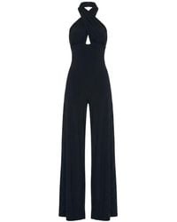 Norma Kamali - Cross Halter Straight-Leg Jumpsuit - Lyst