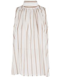 Semicouture - Striped Bow-Neck Sleeveless Top - Lyst