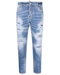 DSquared² - Ripped-Detail Cropped Jeans - Lyst