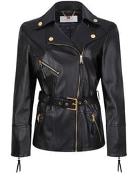 Elisabetta Franchi - Belted Leather Jacket - Lyst