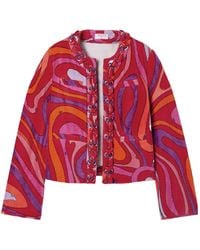 PUCCI - Embellished Twill-Trimmed Printed Cotton-Terry Jacket - Lyst