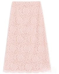 Valentino - Floral Lace Midi Skirt - Lyst