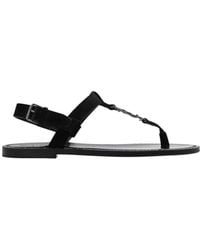 Saint Laurent - Cassandra Logo Plaque Sandals - Lyst
