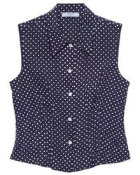 Prada - Sleeveless Polka-Dot Marocain Silk Shirt - Lyst