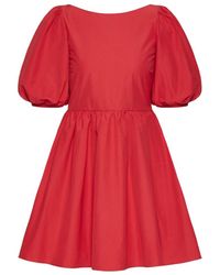 RED Valentino - Taffeta Puff Sleeved Dress - Lyst