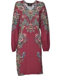 Etro - V-Neck Floral Printed Dress - Lyst