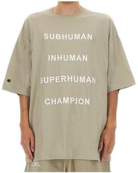 Rick Owens X Champion - Text Printed Crewneck T-Shirt - Lyst
