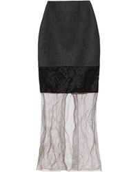Prada - Cloth And Mesh Midi-Skirt - Lyst