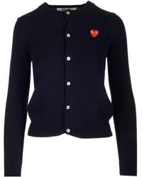 COMME DES GARÇONS PLAY - Comme Des Garçons Play Logo Patch Button-Up Cardigan - Lyst