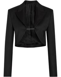 Alaïa - Cropped Silk And Stretch-Wool Jacket - Lyst