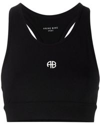 Anine Bing - Logo-Print Sports Bra - Lyst