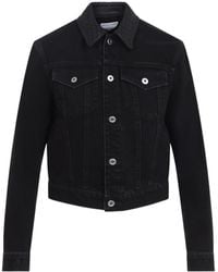 Bottega Veneta - Woven-Collar Denim Jacket - Lyst