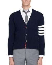 Thom Browne - Bar Button-Up Knit Cardigan - Lyst