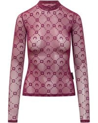 Marine Serre - Second Skin Semi-Sheer Top - Lyst