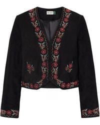 RIXO London - Oliwia Embellished Suede Jacket - Lyst