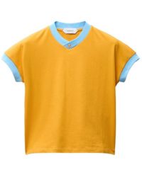 Versace - Contrast-Trim Cropped T-Shirt - Lyst