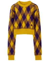 Burberry - Argyle Logo Embroidered Sweater - Lyst