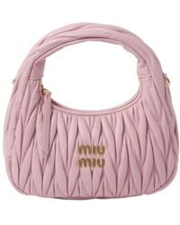 Miu Miu - Miu Wander Matelassé Nappa Leather Mini Hobo Bag - Lyst