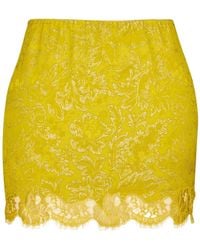 Saint Laurent - Floral-Lace Miniskirt - Lyst