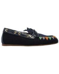 Etro - Embroidered Boat Flat Shoes - Lyst