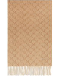 Max Mara - Logo Embroidered Fringed Edge Scarf - Lyst