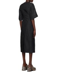 Ganni Jacquard Midi Dress in Metallic | Lyst